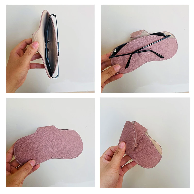 PU Leather Portable Glasses Bag Sunglasses Storage Bags Men and Women Car Glasses Protective Cover Anti-crushing Glasses Clip - Image 3