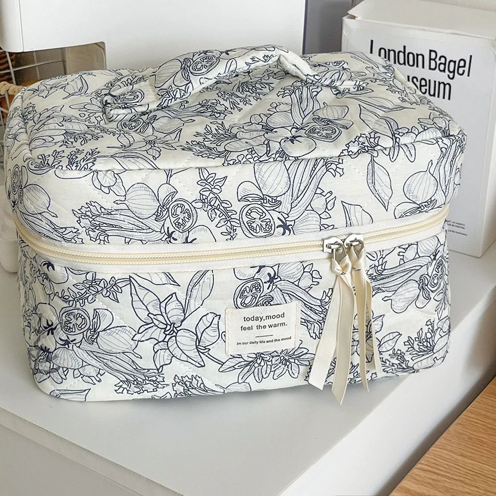 Wholesale Vintage Flower Women Cosmetic Bag Portable Zipper Makeup Travel Organizer Female Handbag Toiletry Quilting Pouch - Image 3